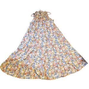 Hailey & Co 2XL floral Maxi Teared. Dress. CottageCore‎ RomanticRuffle neck Bows